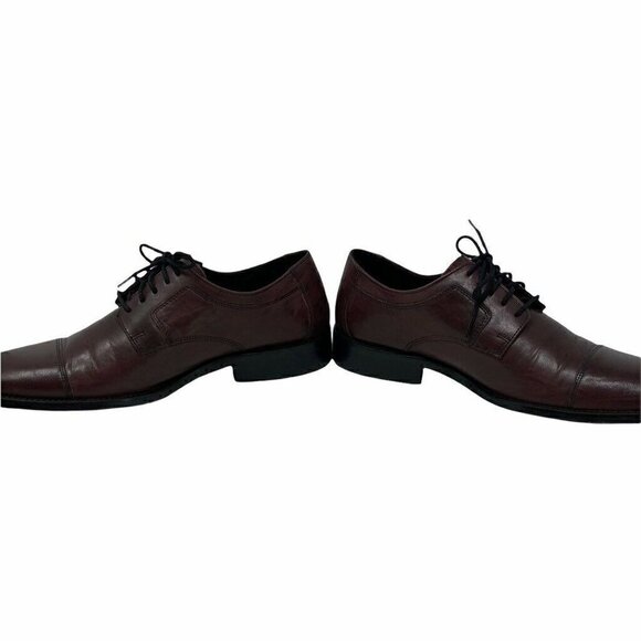 Johnston & Murphy Mens Oxford Dress Shoes Red Leather Cap Toe Low Lace Up 9 WIDE - Picture 3 of 9